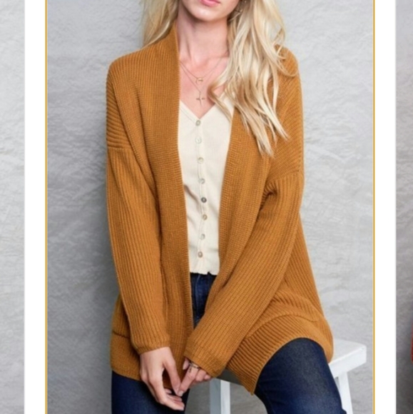 La Miel Sweaters - La Miel Lightweight Cardigan w/Pockets NWT Dijon